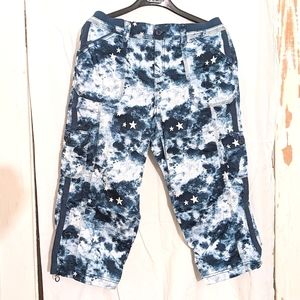 Galaxy Capri / stars & clouds bungee pants